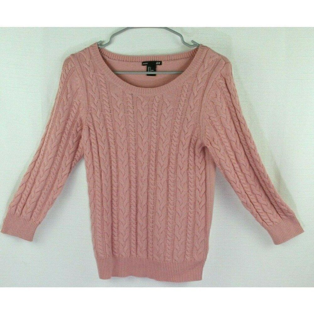 H&M Basic Sweater Cableknit Alpaca wool blend pink